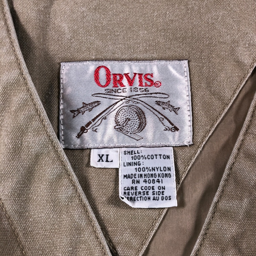 Vintage Orvis Vest Adult Extra Large Beige Khaki Fishing Safari Pockets Utility - Picture 5 of 13